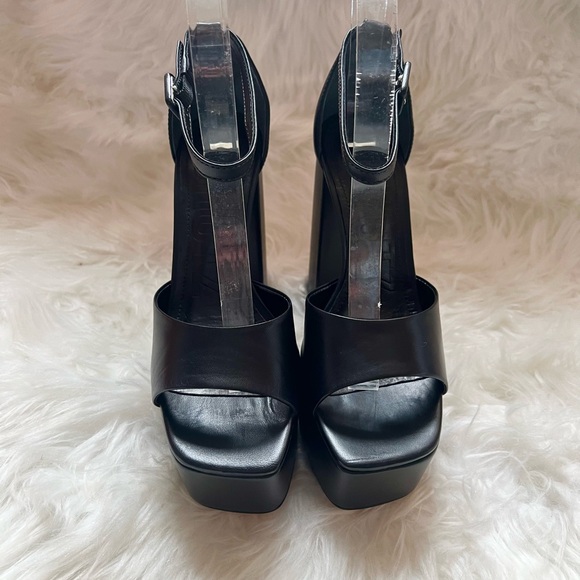 New! SCHUTZ “Lenne” Chunky Square Heel Platform Leather Sandals Heels - Picture 9 of 14